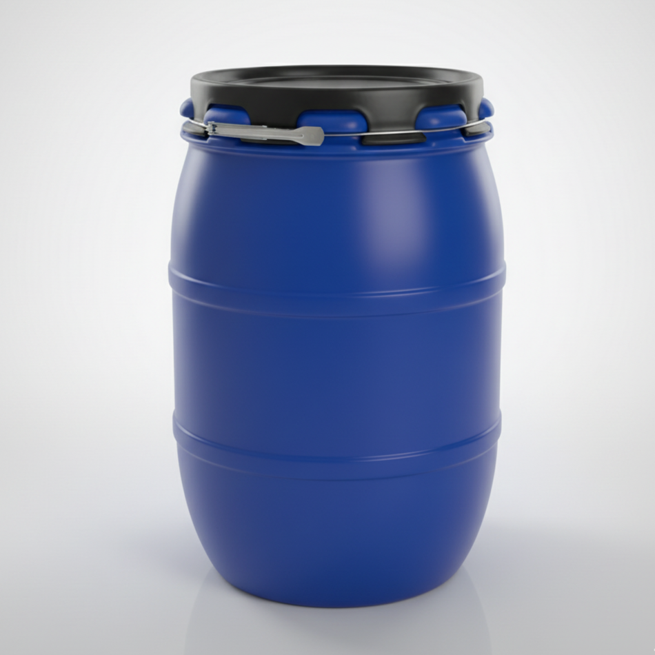 Tambor Plástico 100 Litros con Tapa y Zuncho